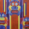 TRIUMVIRATE - acrylic paint on canvas  110 x 85 cm.
